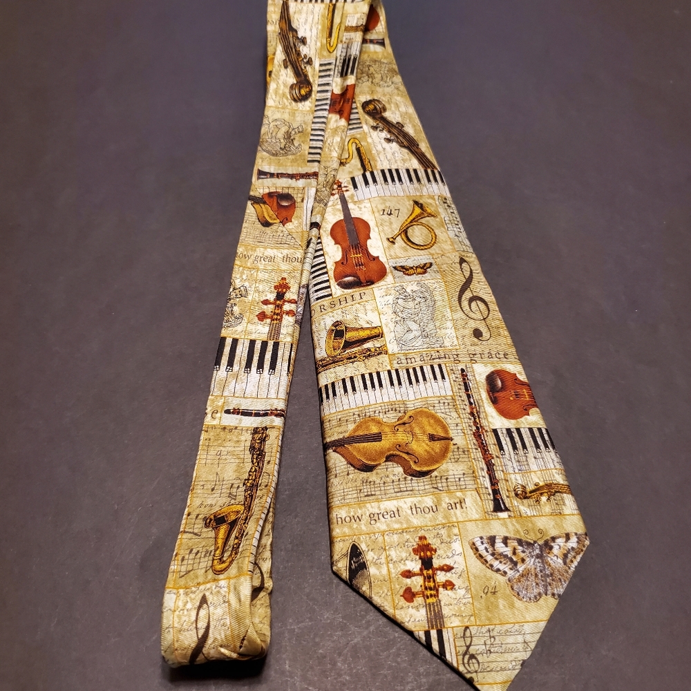 Larson Tan Musical Instruments Silk Tie - Picture 2 of 5